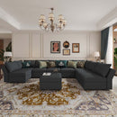 Ainfox U Shaped 8 Seats +8 Sides Modular Sectional Sofa Sleeper Sofa Flannel Sofa with Storage Seat