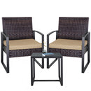 Ainfox  3 Pieces Outdoor Patio Sofa Set, Patio Bistro Set, All-Weather Wicker Conversation Set