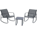 Ainfox 3 Piece Balcony Bistro Set, Outdoor Furniture with Textilene Chairs & Coffee Table, Black