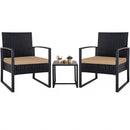 Ainfox  3 Pieces Outdoor Patio Sofa Set, Patio Bistro Set, All-Weather Wicker Conversation Set