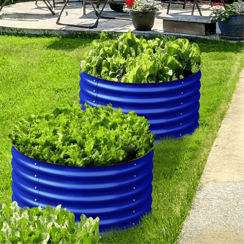 17" Tall, 24" Round Pair Raised Garden Beds , (2) per set. in Cobalt Blue