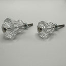 Fluted Glass Knob Vintage Old-Cut Replica Front Mounted Retro Depression Era