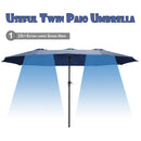 15Ft Double-Sided Patio Umbrella Outdoor Market Umbrella with Crank/Without Base