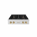 ZLINE 30" Paramount Gas Rangetop DuraSnow® Stainless Steel Polished Gold SRTSZ-30-G