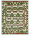Hand Knotted Ivory and Green Floral Traditional Antique Style Wool Area Rug