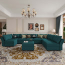 Ainfox U Shaped 8 Seats +8 Sides Modular Sectional Sofa Sleeper Sofa Flannel Sofa with Storage Seat
