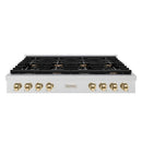 ZLINE 48" Paramount Gas Rangetop DuraSnow® Stainless Steel Polished Gold SRTSZ-48-G