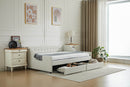 aybed Corner Bed Sofa Bed with Drawers Velvet Upholstered daybed Twin Daybed with Storage, Wood Slat Support (Beige,full,79.9'x58.2'x28.7')
