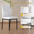 Luxury Simple Chair Set of 4 White PU Material High Resilience Dining Chair with Metal Black Leg