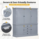 [Assembly Video Provided] TOPMAX 73'' Freestanding Wooden Kitchen Pantry Organizers and Storage Kitchen Cabinet with Drawers Cupboard with Door Shelves and Adjustable Shelves for Dining Room, Gray