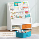 Kids Bookshelf With Storage Bins White Nursery Toddler
