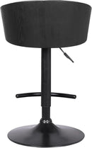 Adjustable Black Faux Leather Swivel Barstool with Gold Accents