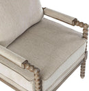 Linen Spindle Accent Chairs Set Of 2 Cushioned Armrests