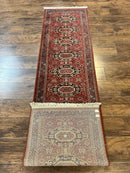Belgium Power Loomed Runner Rug 2x9, Vintage Wool Rug for Hallway 2 x 9 ft, Red, Caucasian Persian Design, 9ft Runner