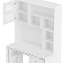 Computer Desk with 90 Degree Rotating Desktop, 43x70 Inch Office Desk with Storage Drawer and Cabinets, Gaming Desk with Shelves, Writing Desk for Study, Work Desk for Home Office Bedroom Living Room