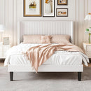 Velvet Upholstered Full Bed Frame With Wingback Headboard