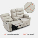 Power Recliner Loveseat With Console And Heat Vibration USB Light Grey