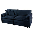 Oversized Chenille Loveseat Sofa, Modern Comfy Deep Seat Love Seat, DIY Combination, Blue
