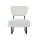 [Set of 2] Modern Beige Lounge Chair with Polyester Upholstery, Sturdy Wood Base With Walnut Finish, Minimalist and Stylish Accent Seating for Living Room, Bedroom, or Office