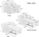 Chenille Convertible Sleeper Chair With Backrest Beige