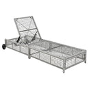 Outdoor Lounge Chair, Patio Chaise Lounge with 5-Position Backrest, Rattan Outdoor Lounge Chair with Cushion and Wheels for Poolside, Backyard, Garden