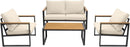 4 Piece Patio Set With Coffee Table Beige Metal Frames And Washable Cushions