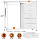 White Dresser With Rack And Charging Station Five Drawers