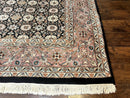 Indo Persian Rug 9x12, Vintage Handmade Wool Carpet, Repeated Allover Motif, Navy Blue and Pink