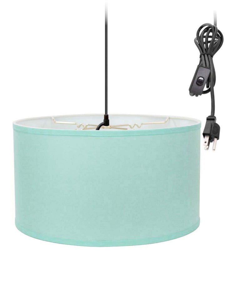 1 Light Swag Plug-In Pendant 18"w Island Paradise Blue Shade, 17' Black Cord