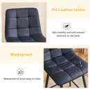 Modern Black PU Bar Chair Set with Checkered Design and Black Metal Legs, Multiple Colors Available
