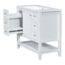 36' Bathroom Vanity with Sink Combo, One Cabinet and Three Drawers, Solid Wood and MDF Board, White (Old Sku:SY999505AAK)