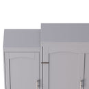 Full Size Murphy Bed, Wooden Full Wall Bed with 2 Wardrobe and Storage Shelf, Multifunctional Foldable Platform Bedframe for Guest-Room, Bedroom, Gray