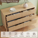 Fluted 49Inch Serpentine Dresser Oak Finish Contemporary