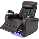 Premium Power Recliner with Storage Arms, Cupholders, Swivel Tray Table and Cell Phone Stand, Brown PU Leather, 35'' x 29.9'' x 41.2''