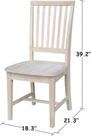 Mission Side Dining Chairs Set Of 2 Solid Parawood Unfinished 39.2 Inch Height