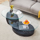 Modern Marble Pattern Double Layer Coffee Table - Versatile Design with Tempered Glass and MDF Base