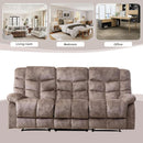 Manual Recliner Sofa Set Memory Foam Cushions Brown