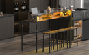 59 inch bar table, dining table, sofa table with power socket and LED light, 3 saddle stools, 4-piece bar table and chairs set for living room, dining room and kitchen