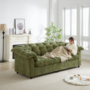 99.2' Chenille Modern Comfort Deep Seat Sofa, Upholstered Fluffy Cloud Sofa Suitable for living rooms, bedrooms, offices and apartments, Green