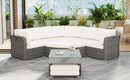 Patio Furniture Set Outdoor Daybed Rattan Sectional with Cushions and Center Table, Beige, Iron & Rattan, Multiple Sizes