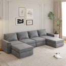 115x58" Chenille Modular Sectional Sofa,U Shaped Reversible Couch,Free Combination,6 Seat Sleeper Sofa Bed with Ottoman,Convertible Oversized Indoor Furniture for Living Room,Gray