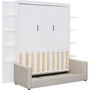 Queen Size Murphy Bed Wall Bed with Sofa,White