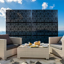 Outdoor & Indoor Privacy Screen Metal Privacy Screen 76' H×48' W, Freestanding Decorative Privacy Screen for Deck Balcony Patio, Privacy Fence Panels for Outside Lawn Garden PS116 BLACK