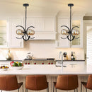 Black Sputnik Chandelier 4 Light Amber Glass Globes