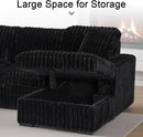 Black 122Inch U Shaped Sleeper Sectional USB Charging Ports