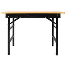 Portable Folding Work Table with Measuring Tape and Angle Finder, Black Steel, 39x23.6x29 inches