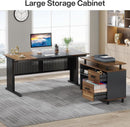 63 Inch L Shaped Desk With File Cabinet For Home Office