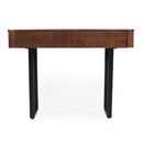 TREXM Solid Wood Entryway Table with Fluted Design, Retro Minimalist Console Table with Storage, Narrow Sofa Table with Metal Legs for Entryway Hallway Living Room(Honey+Black)