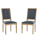 French Country Dining Chairs Set of 2 - Elegant Cane Backrest, Upholstered Seats, Fluted Legs, Rustic Finish, Solid Rubberwood