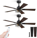 42 Inch Farmhouse Ceiling Fan With Lights Black Cage 2 Pack